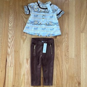 Janie + Jack Horsebit and Brown Suede Outfit - 18 to 24 mth - NEVER WORN w/ tags